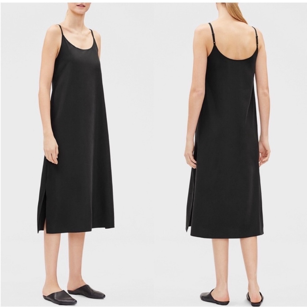 Eileen Fisher Sandwashed Tencel Cami Slip Midi Dress